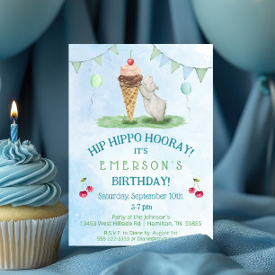 Hip Hippo Hooray Anniversaire Fête Invitation