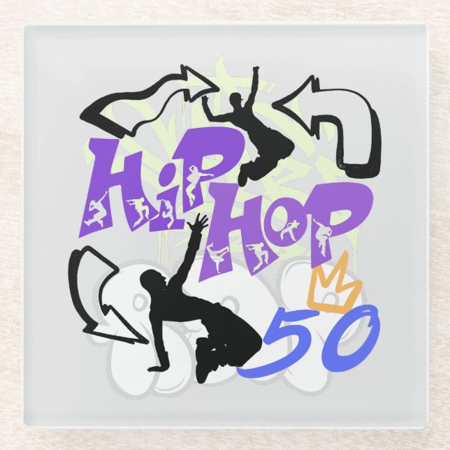 Hip Hop 50.w Glasuntersetzer (Vorderseite)