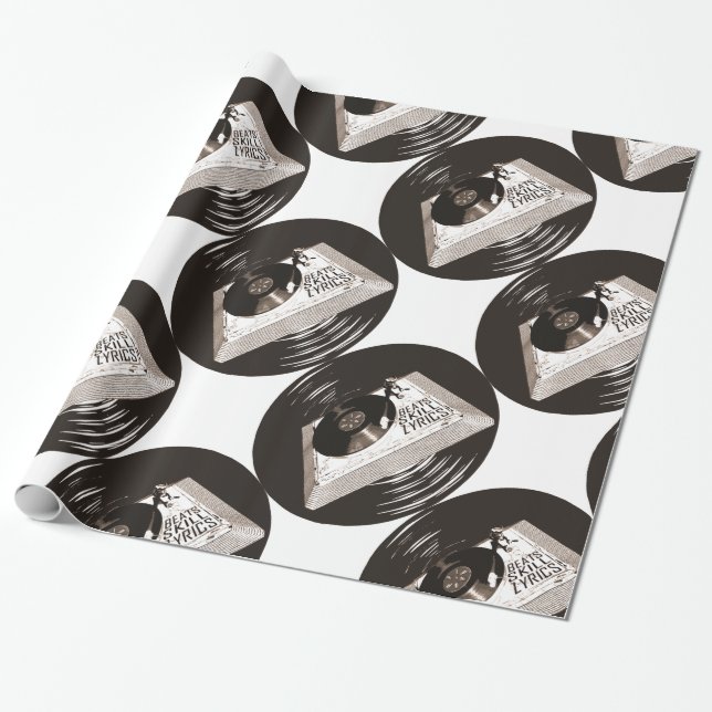 HIP HOP BEATS SKILL TEXTE AUF TURNTABLE GESCHENKPAPIER (Ungerollt)