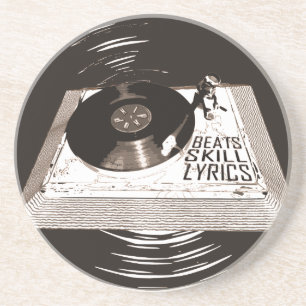 HIP HOP BEATS SKILL TEXTE AUF TURNTABLE GETRÄNKEUNTERSETZER