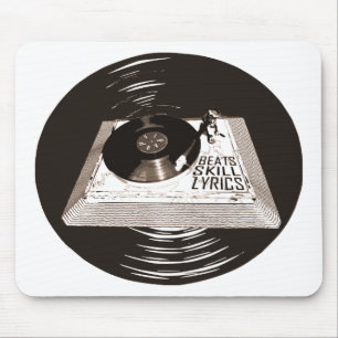 HIP HOP BEATS SKILL TEXTE AUF TURNTABLE MOUSEPAD