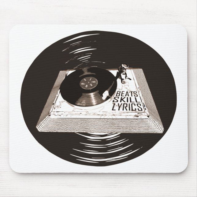 HIP HOP BEATS SKILL TEXTE AUF TURNTABLE MOUSEPAD (Vorne)