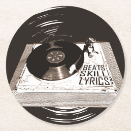 HIP HOP BEATS SKILL TEXTE AUF TURNTABLE PAPIERPLAT RUNDER PAPPUNTERSETZER