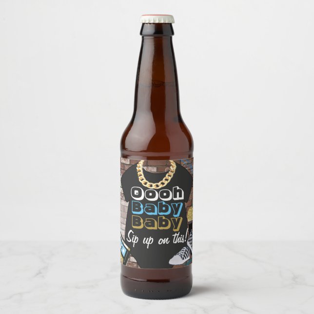 Hip Hop {Boy} Baby Dusche Flaschen Etiketten (Vorderseite)