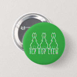 Hip Hop Crew Cute Bunny Rabbits Button