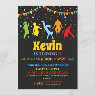 Hip hop Danse Invitation à la fête d'anniversaire