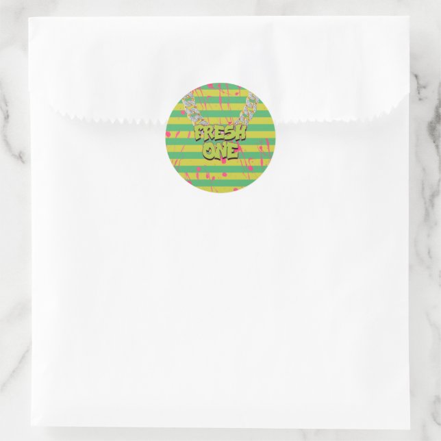 Hip Hop Fresh One Birthday Party Runder Aufkleber (Tasche)