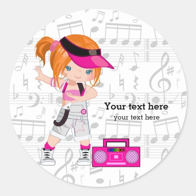 Hip Hop Girl Runder Aufkleber (Vorderseite)