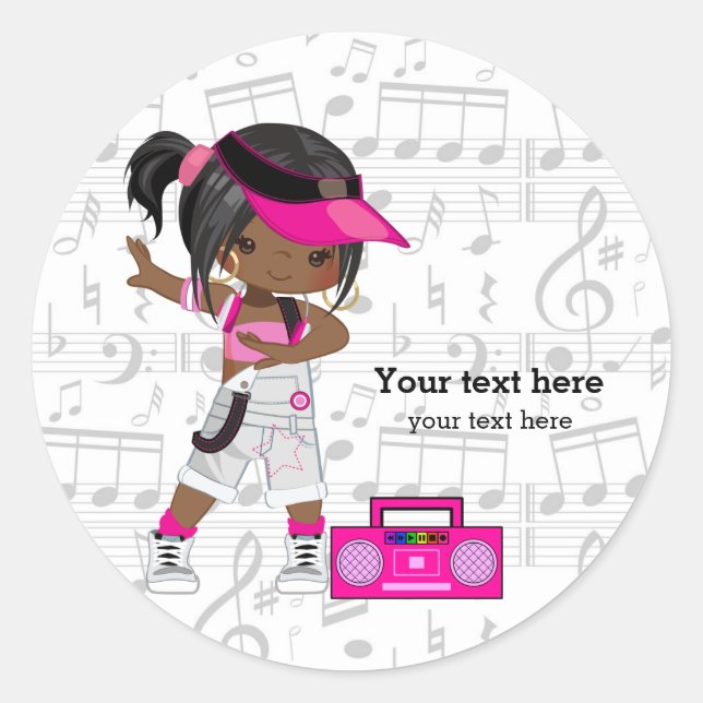 Hip Hop Girl Runder Aufkleber (Vorderseite)