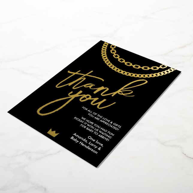 Hip Hop Gold Chain Baby Dusche Danke Karte (Gedreht)