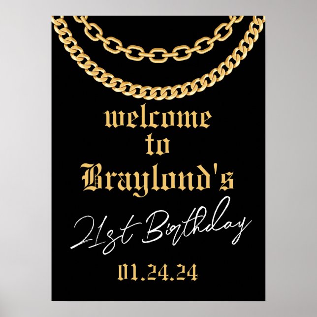 Hip hop Gold Cubain Link Chain Affiche de bienvenu (Devant)