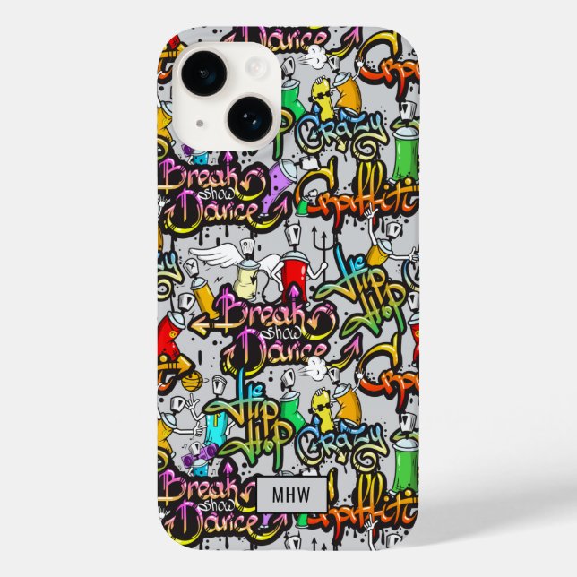 Hip Hop Graffiti kundenspezifische Monogramm Case-Mate iPhone 14 Hülle (Rückseite)