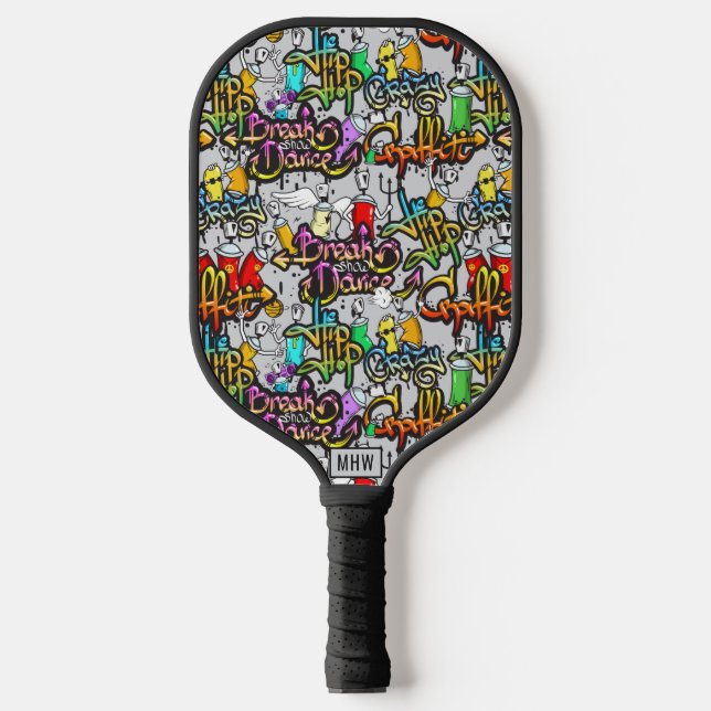 Hip Hop Graffiti kundenspezifische Monogramm Pickleball Schläger (Vorderseite)