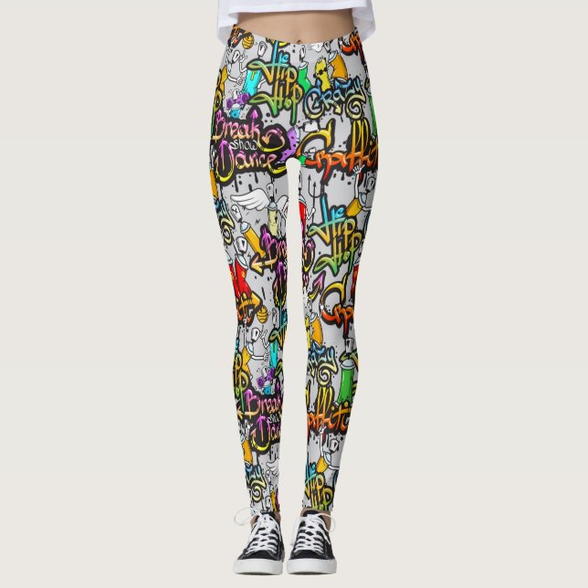 Hip Hop Graffiti Muster Leggings (Vorderseite)