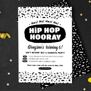 Hip Hop Hooray Geburtstag, 90er Jahre alter Rap Ly Einladungspostkarte