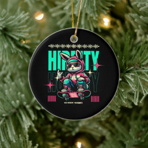 Hip-Hop Hoppity - Skater Bunny Ostern Keramik Ornament