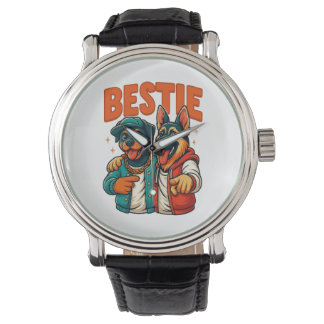 Hip Hop Hund Besties Shirt für Freunde T - Shirt Armbanduhr