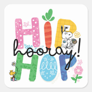 Hip Hop Hurra Snoopy Ostern Quadratischer Aufkleber