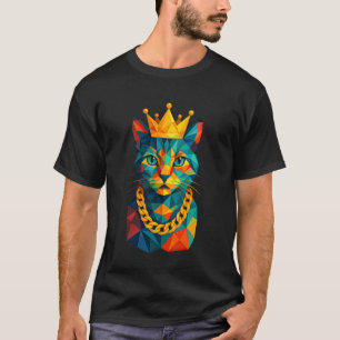Hip Hop Katze Krone Rap Low Polygon Graffiti Haust T-Shirt
