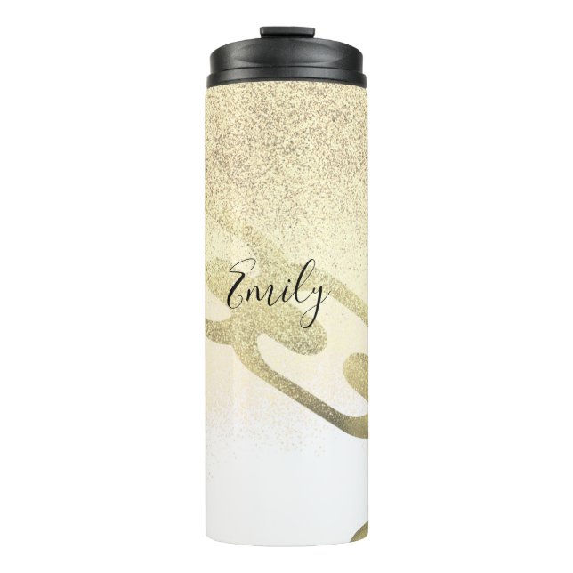 Hip Hop Kette Imitate Glitzern Mit Monogramm Name Thermosbecher (Vorderseite)