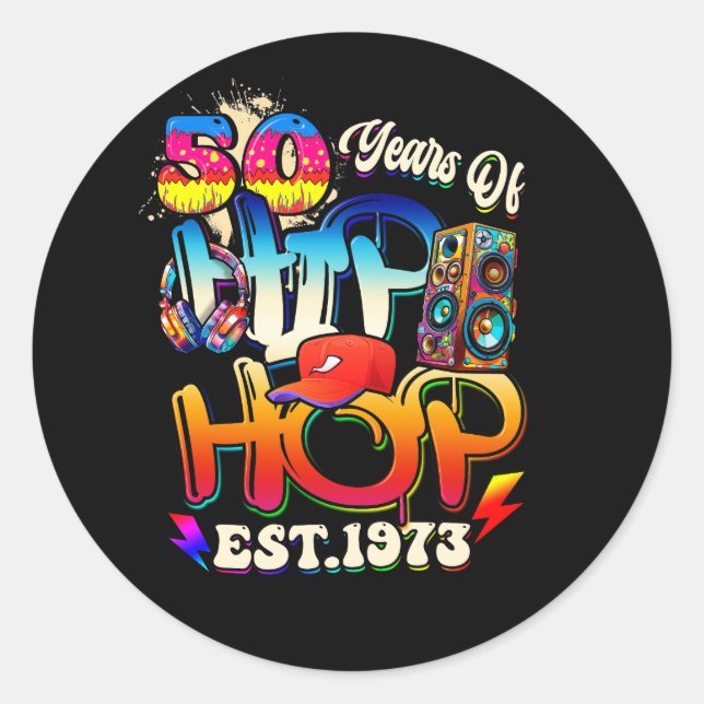 Hip Hop Music 50 Jahre Schwarze Geschichte Männer  Runder Aufkleber (Vorderseite)