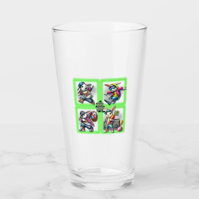 Hip Hop Oaster Bunny Buddies, Neon Green | Glas (Vorderseite)