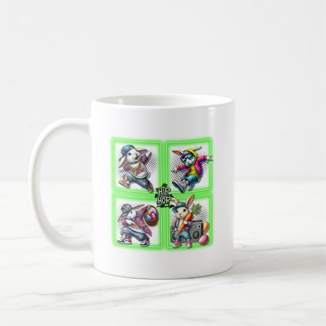 Hip Hop Oaster Bunny Buddies, Neon Green | Kaffeetasse (Links)