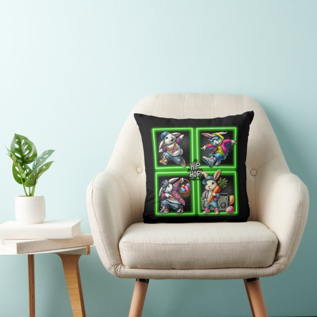 Hip Hop Oaster Bunny Buddies, Neon Green | Kissen (Stuhl )