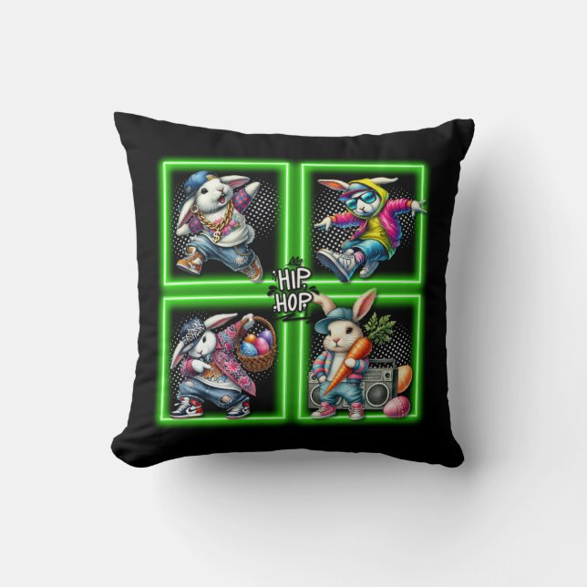 Hip Hop Oaster Bunny Buddies, Neon Green | Kissen (Vorderseite)