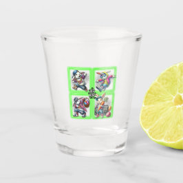 Hip Hop Oaster Bunny Buddies, Neon Green | T-Shirt Schnapsglas
