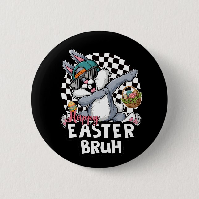 Hip Hop Oaster Bunny Rabbit Bruh Button (Vorderseite)