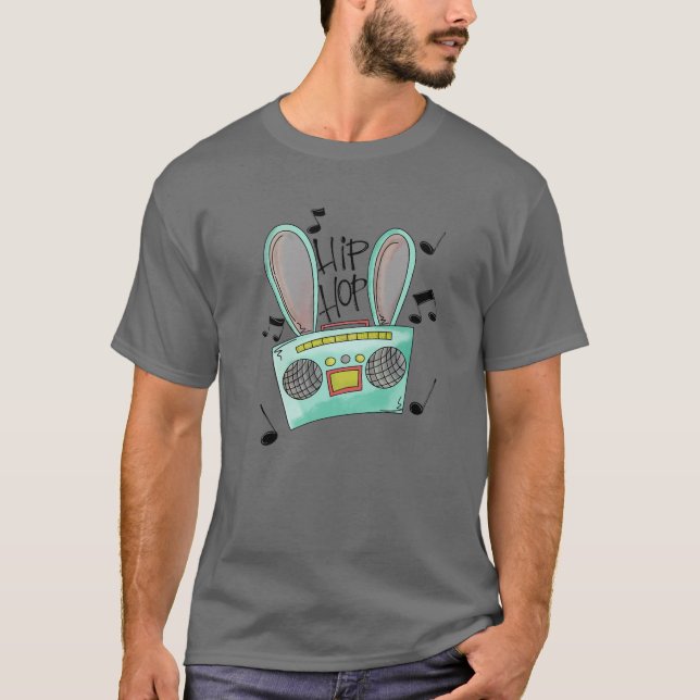 Hip Hop Ostersonnige Ohren geblasen Osterfeier Da T-Shirt (Vorderseite)