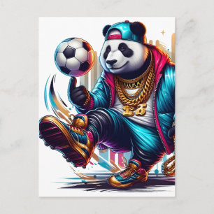 Hip Hop Panda Fußball Sommer Sportarten Ankündigungspostkarte