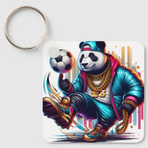 Hip Hop Panda Fußball Sommer Sportarten Schlüsselanhänger