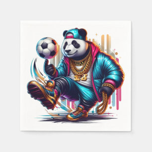 Hip Hop Panda Fußball Sommer Sportarten Serviette