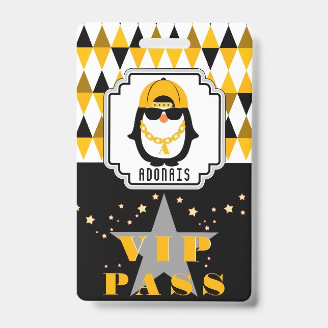 Hip Hop Penguin Cool Kid Foto VIP Pass  Ausweis (Front)