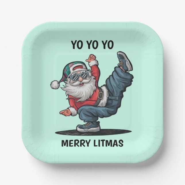 Hip Hop Santa Claus Pappteller (Vorderseite)