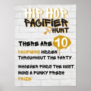 Hip Hop Schnuller Jagd Stadt Baby Shower Spiel Poster