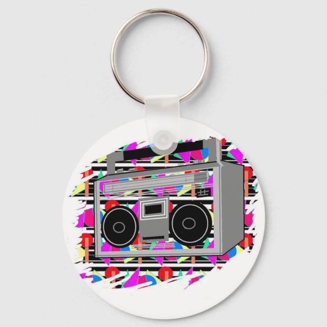 Hip Hop Stereo RETRO Boombox der 80er Jahre Schlüsselanhänger (Vorderseite)