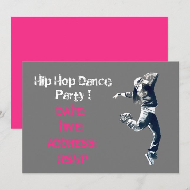 Hip Hop Tanz Party Einladung (Vorne/Hinten)