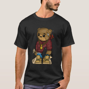 Hip Hop Teddybär mit Pistole Get Money Rap Musik T-Shirt