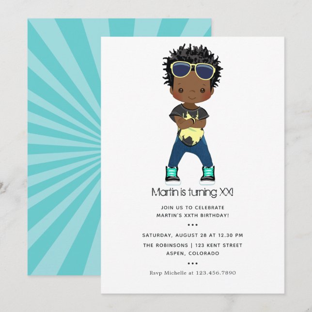 Hip Hop Thema Boy Birthday Einladung (Vorne/Hinten)