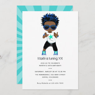 Hip hop thème Boy Birthday Invitation