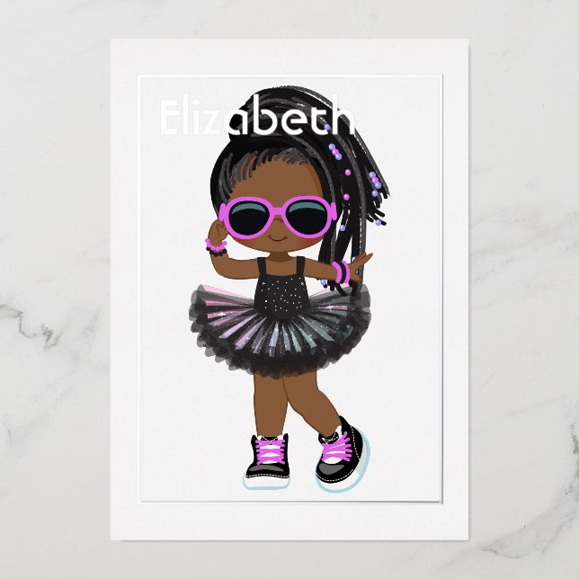 Hip Hop Tutu Afrikanischer Geburtstag Folieneinladung (Vorderseite)