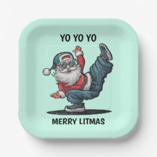 Hip Hop Weihnachtsmann  Pappteller