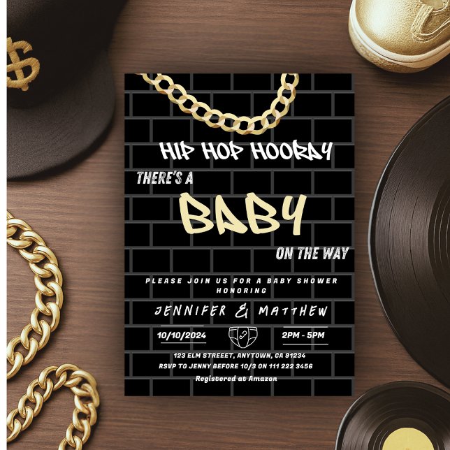 Hip Hop Wineller Party Vater Coed Urban Baby Showe Einladung (Hip Hop Diaper Party Dad Coed Urban Baby Shower Invitation)