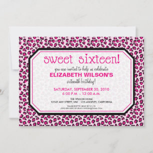 Hip Leopard Sweet 16 Invitation de fête d'annivers