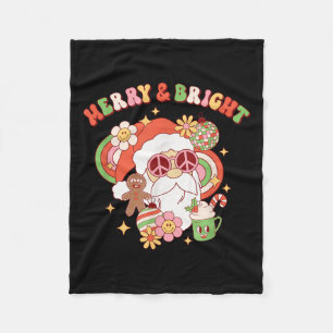 Hipe Santa Clause Merry and Bright Groovy Christma Fleecedecke
