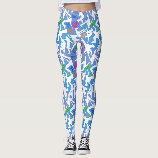 HipHop Dance Pattern.w L Blue BG Leggings (Vorderseite)
