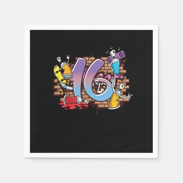 Hiphop Dancer Graffiti Künstlertypografie 16. Gebu Serviette (Vorderseite)